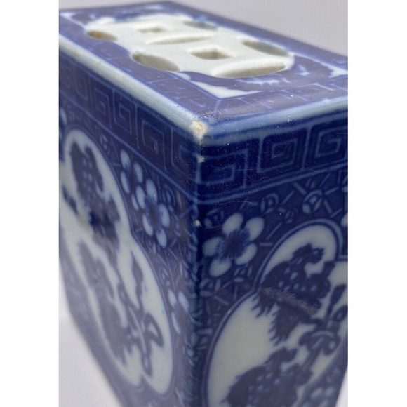 Chinese Blue and White Porcelain Opium Pillow Incense Burner Antique Used - Picture 4 of 16